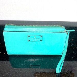 Kate Spade Green Clutch Wristlet with Metallic Accents